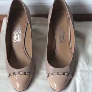 Ferrragamo Beige Wedge Heels
